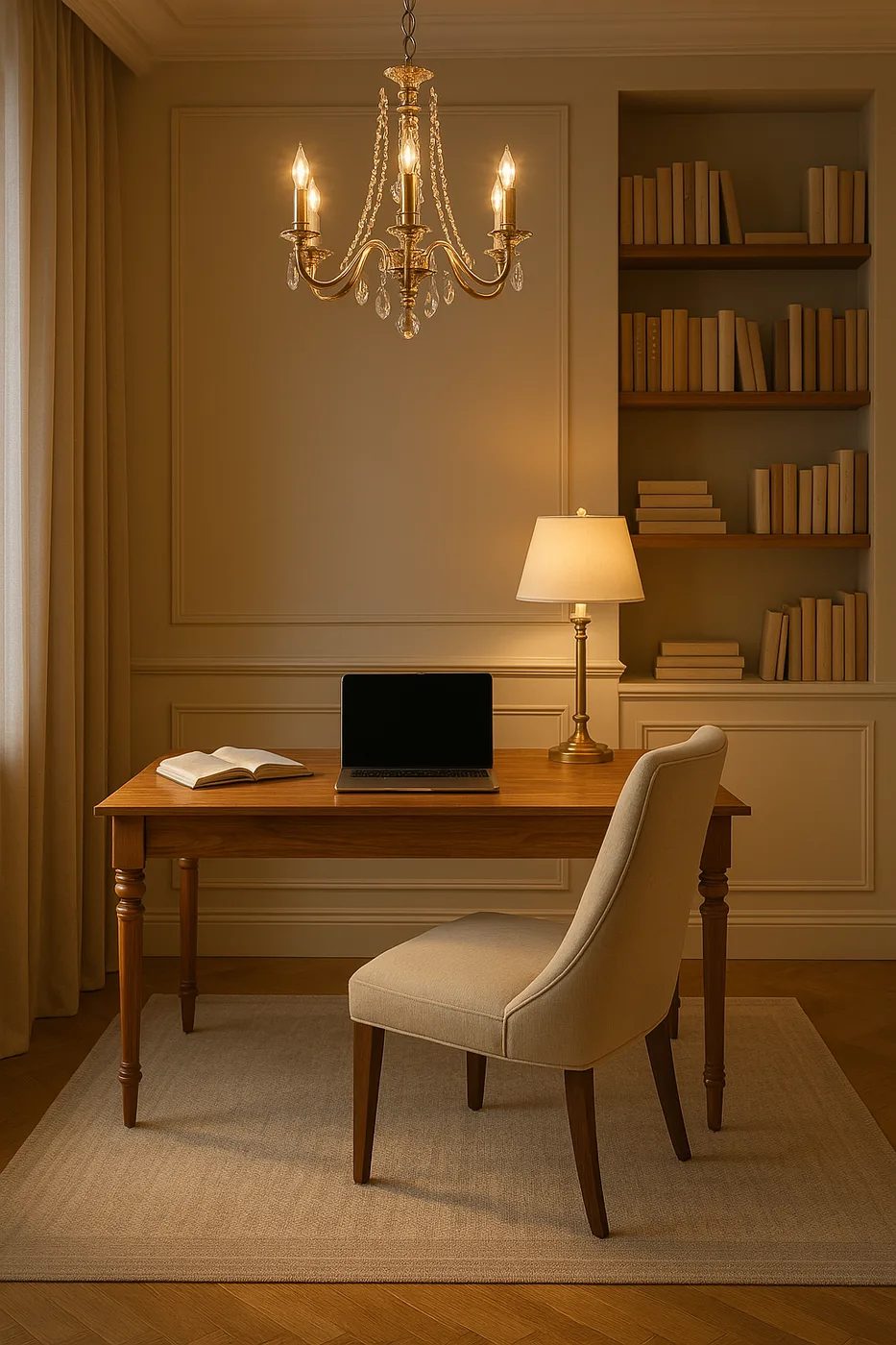 Ambiente con iluminación de estilo clásico moderno