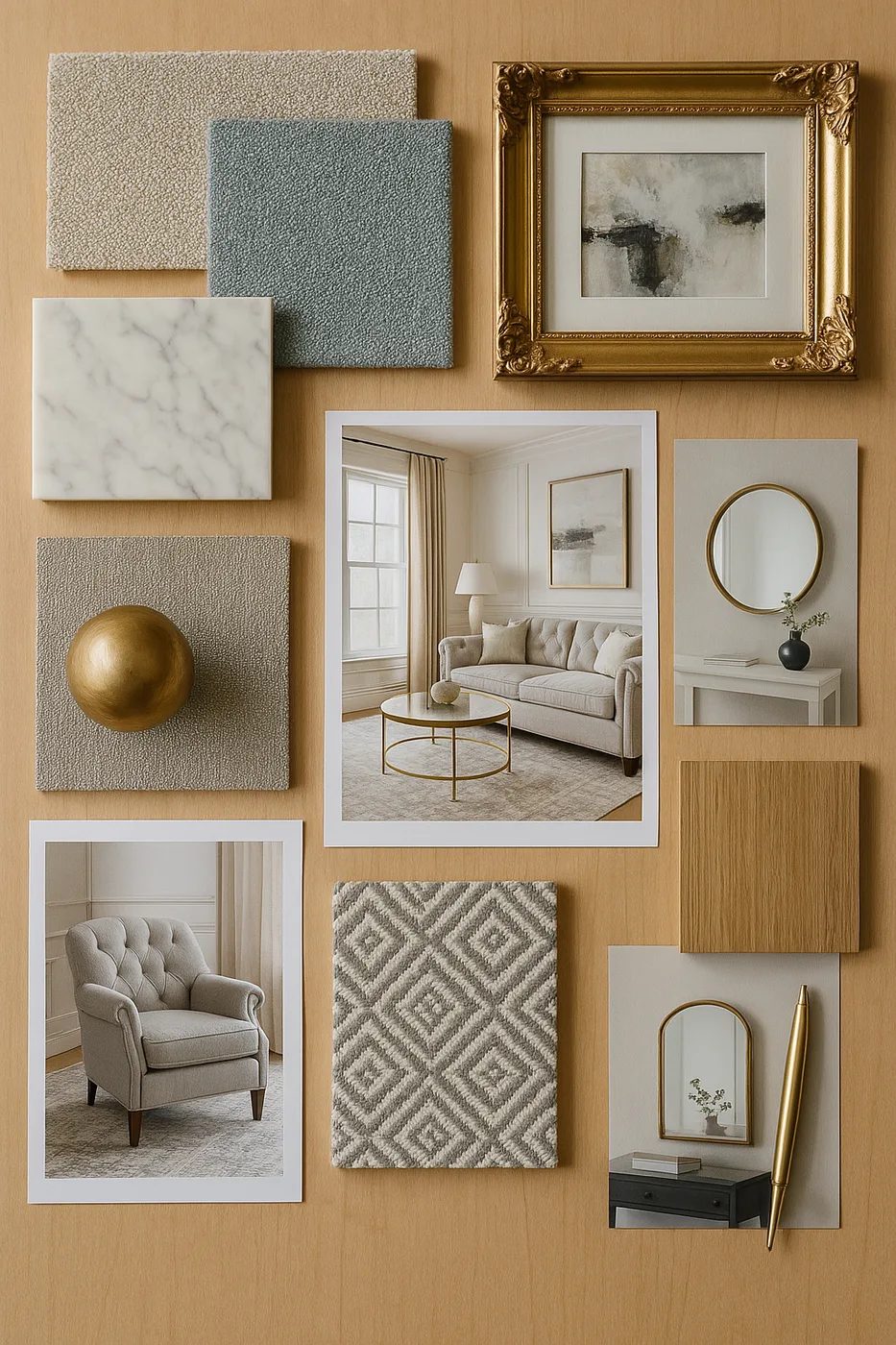 Texturas y materiales típicos del estilo clásico moderno