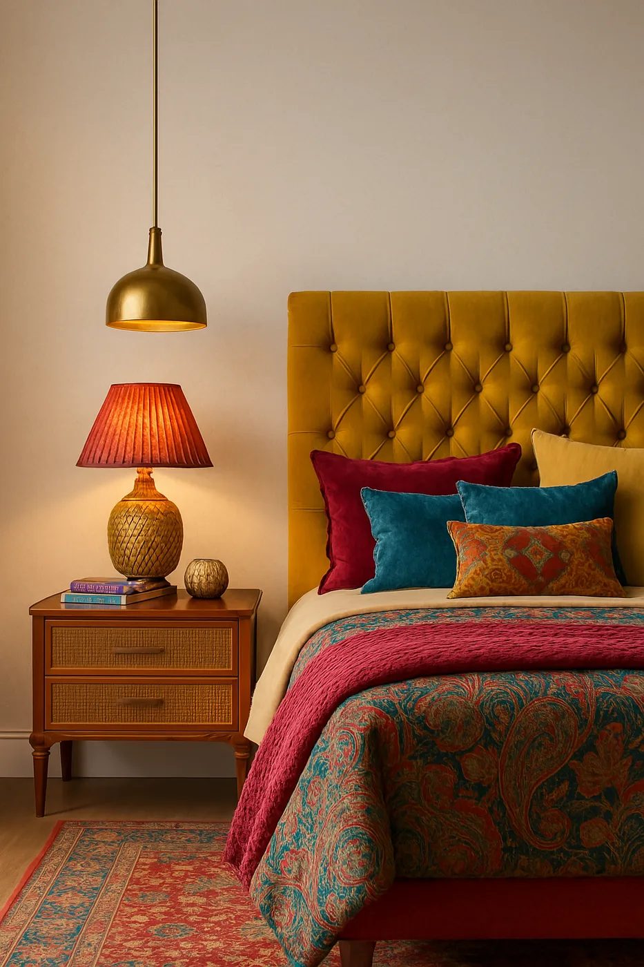 Dormitorio decorado en estilo ecléctico