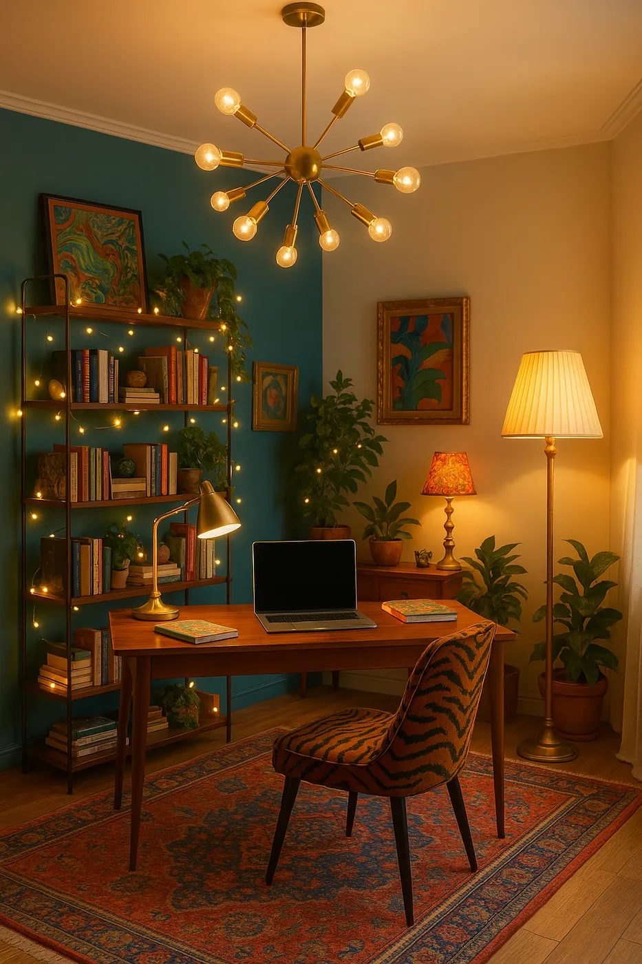 Ambiente con iluminación de estilo ecléctico