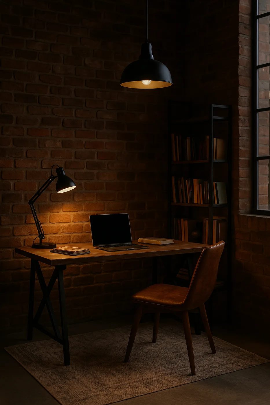 Ambiente con iluminación de estilo industrial