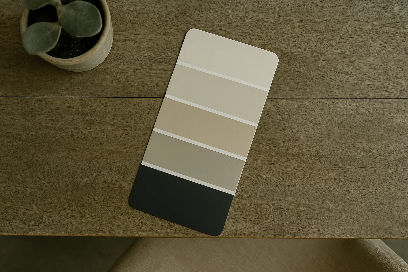 Muestrario con la paleta de colores del estilo japandi