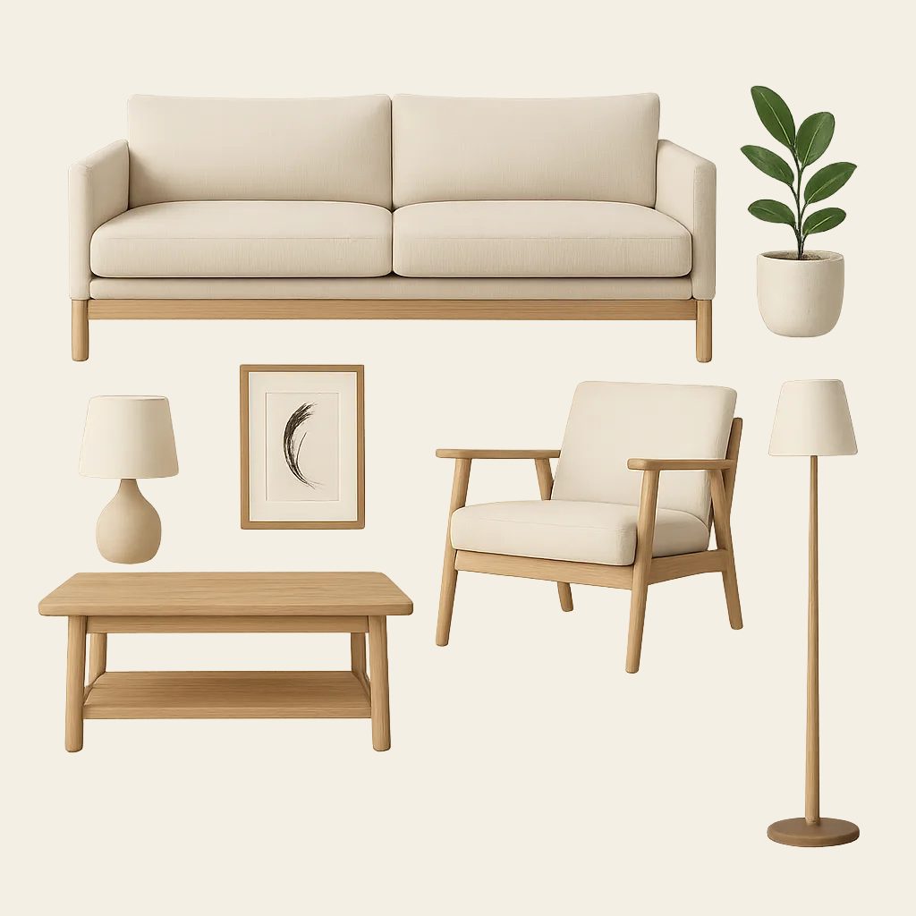 Selección de muebles de estilo japandi