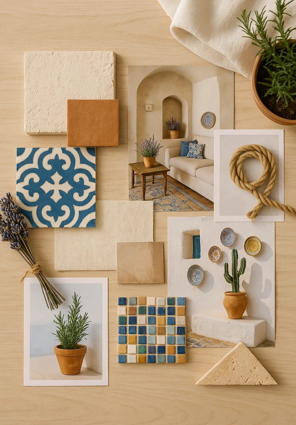 Texturas y materiales típicos del estilo mediterráneo