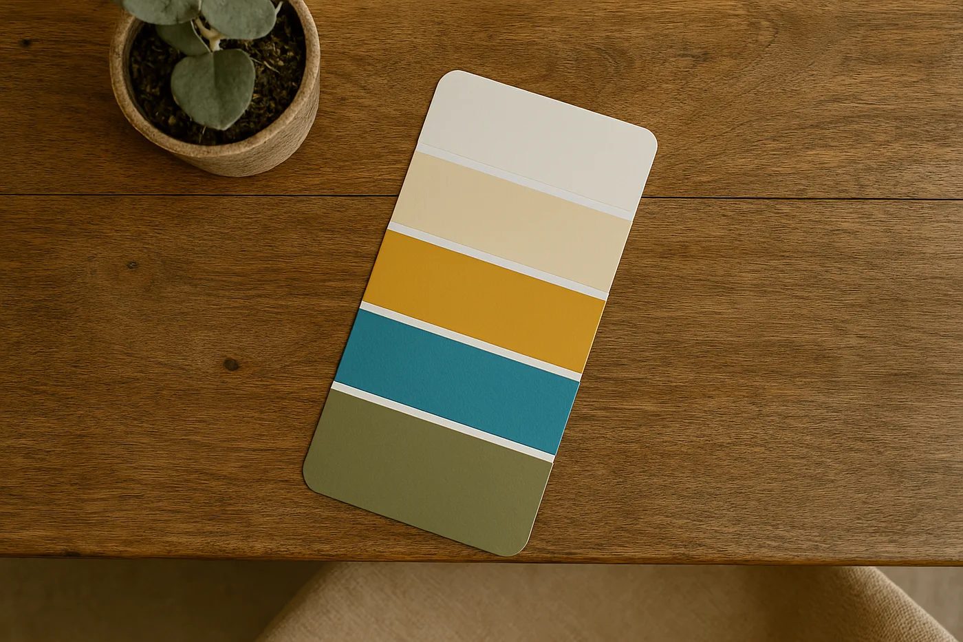 Muestrario con la paleta de colores del estilo mid-century modern
