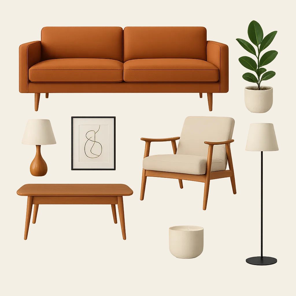 Selección de muebles de estilo mid-century modern
