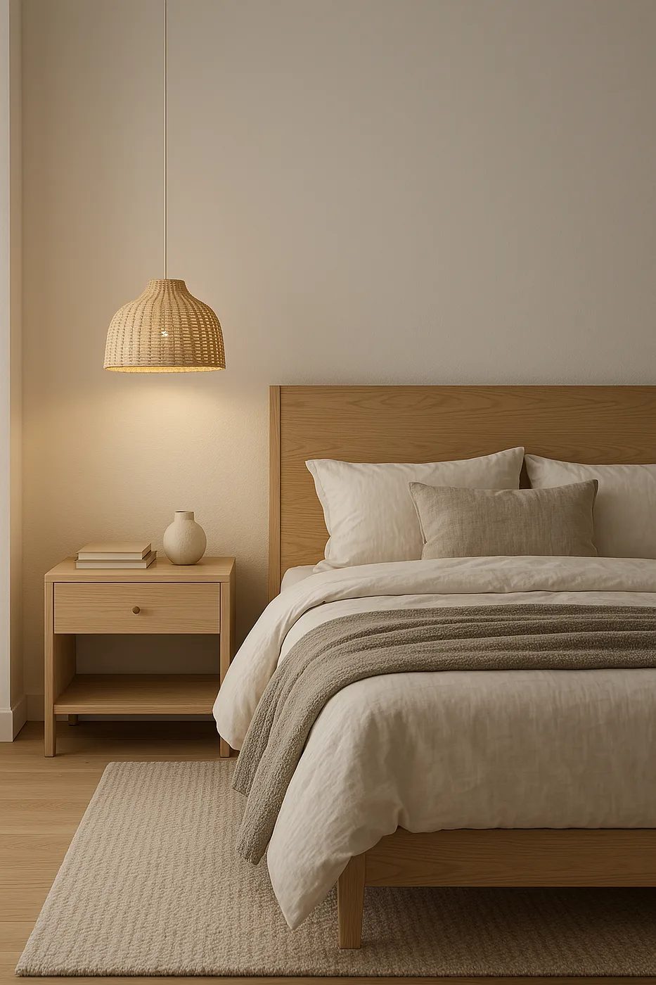 Dormitorio decorado en estilo nórdico