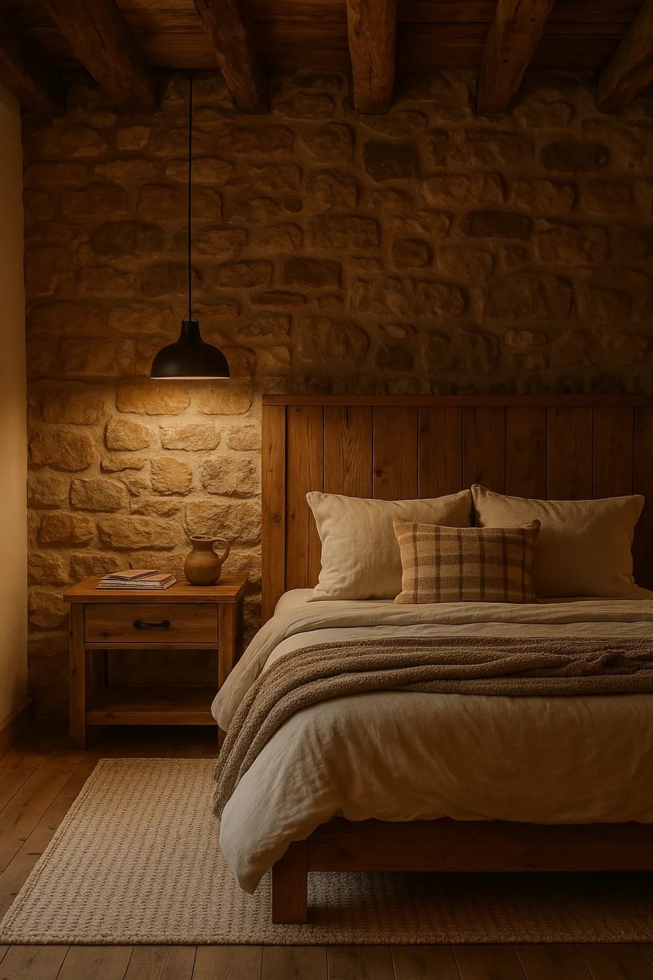 Dormitorio decorado en estilo rústico
