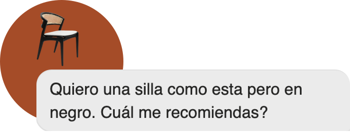 Conversación con Kou: quiero una silla como esta pero en negro, ¿cuál me recomiendas?